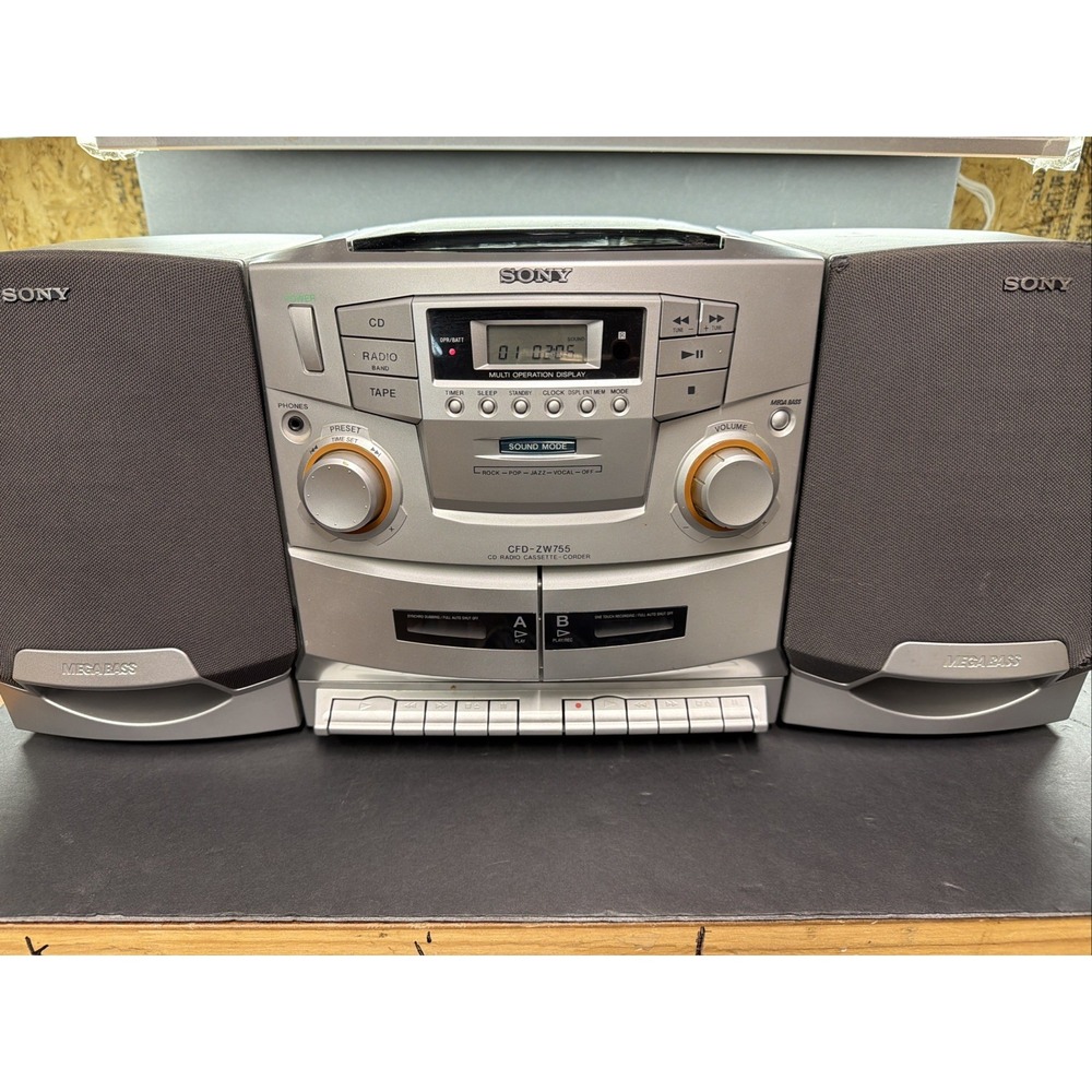 Sony CFD-ZW755 CD/Dual Cassette AM/ FM Radio